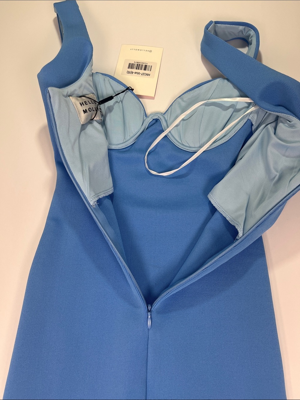 Hello Molly Fitted Sky-Blue Bustier Mini Dress Sz 6/XS - Picture 9 of 10